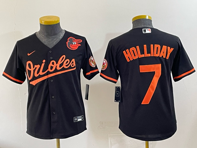 Youth 2025 Baltimore Orioles #7 Holliday black Nike MLB Jersey 001